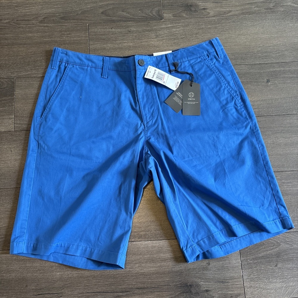 Timberland Relaxed Fit Mens Shorts 38 W Chino Blue Stretch Organic‎ Cotton  NWT